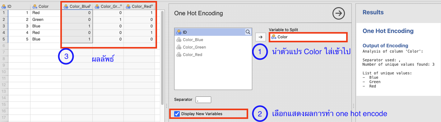 ขั้นตอนการทำ one hot encode